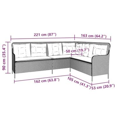 Tuinbank met kussens L-vormig poly rattan beige Tuinbank met kussens L-vormig poly rattan beige