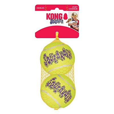 KONG SQUEAKAIR TENNISBAL GEEL MET PIEP LARGE 8 CM 2 ST - thumbnail