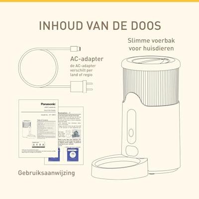 Panasonic CP-JNF01CW Automatische voederbak 2.8 l Kat, Hond Wit, Blauw App-besturing 1 stuk(s) CP-JNF01CW