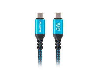Lanberg CA-CMCM-44CU-0005-BK USB-kabel USB4 Gen 2x2 0,5 m USB C Zwart, Blauw