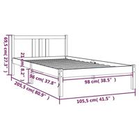 Bedframe massief hout grijs 100x200 cm - thumbnail
