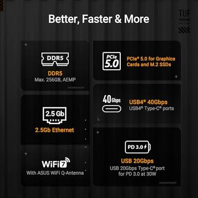 Asus TUF X870E-PLUS Moederbord Socket AMD AM5 Vormfactor ATX Moederbord chipset AMD® X870E