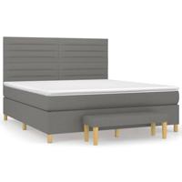 Boxspring met matras stof donkergrijs 160x200 cm - thumbnail