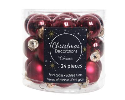 24 Glazen balletjes 25 mm ossenbloed - Decoris