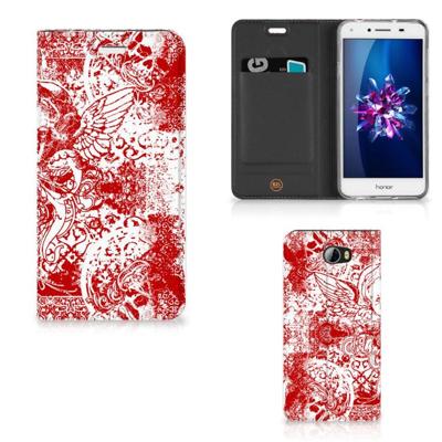 Mobiel BookCase Huawei Y5 2 | Y6 Compact Angel Skull Rood