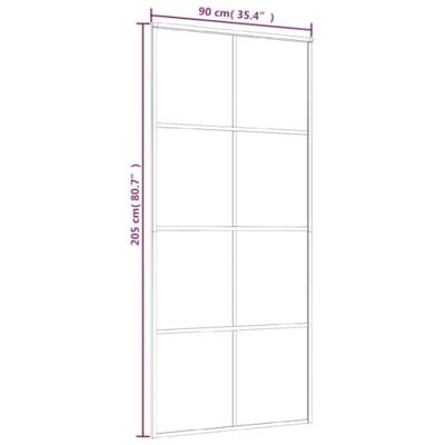 Schuifdeur 90x205 cm ESG-glas en aluminium zwart - thumbnail