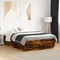 Bedframe bewerkt hout gerookt eikenkleurig 135x190 cm - thumbnail