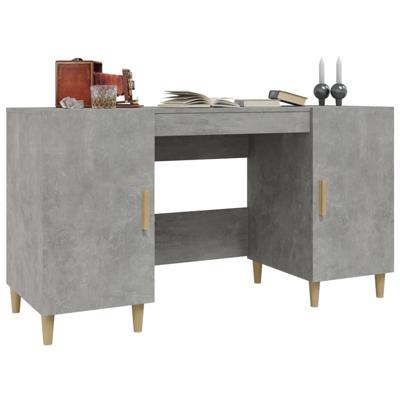 Bureau 140x50x75 cm bewerkt hout betongrijs - thumbnail