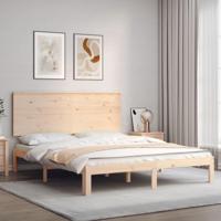 Bedframe met hoofdbord massief hout - thumbnail