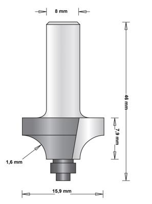 Hikoki Accessoires 8 Mm Afrondfrees Met Onderlager 15.9X46X1.6 - 754101