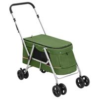 VidaXL Hondenwagen inklapbaar 100x49x96 cm linnenstof groen - thumbnail