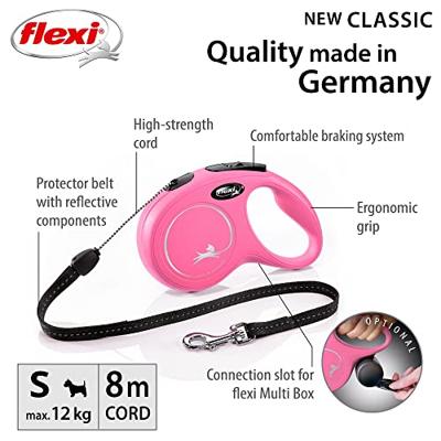 Flexi New CLASSIC 8 m Roze Hond Intrekbare riem