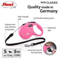 Flexi New CLASSIC 8 m Roze Hond Intrekbare riem - thumbnail