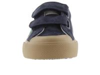 Kinderbaskets van leer en contrast met klittenband VICTORIA marineblauw - thumbnail