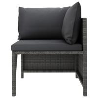 3-delige Loungeset met kussens poly rattan grijs - thumbnail