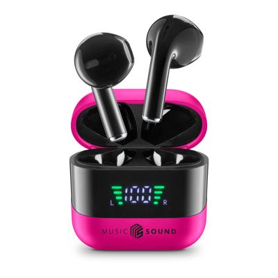 Cellularline In Ear headset Bluetooth, Draadloos Pink, Zwart Oplaadbox, Indicator voor batterijstatus, Volumeregeling