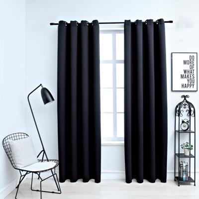 VidaXL Gordijn verduisterend met metalen ringen 2 st 140x175 cm zwart