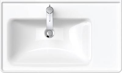 Wastafel Duravit D-Neo Rand Overloop Kraanvlak 1 Kraangat 80 cm Hoogglans Wit Links