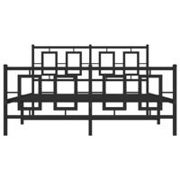 Bedframe met hoofd- en voeteneinde metaal zwart 135x190 cm - thumbnail