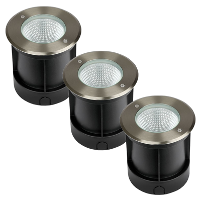 Set van 3 grondspots RVS rond 4000K 12 Watt IP67 Grondspot buiten 230V Set van 3 grondspots RVS rond 4000K 12 Watt IP67 Grondspot buiten 230V