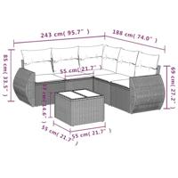 6-delige Loungeset met kussens poly rattan bruin - thumbnail
