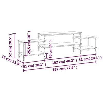 Tv-meubel 197x35x52 cm bewerkt hout bruin eikenkleur