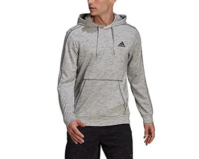 Herenhoodie Adidas Essentials Mélange Embroidered Lichtgrijs - Maat: M