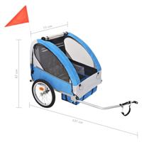 VidaXL Fietstrailer 30 kg grijs en blauw - thumbnail