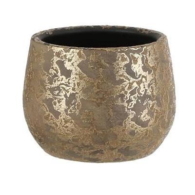 Clemente pot round gold H13 x D16,5 cm stenen binnenpot Mica Decorations - Mica decorations