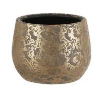 Clemente pot round gold H13 x D16,5 cm stenen binnenpot Mica Decorations - Mica decorations - thumbnail
