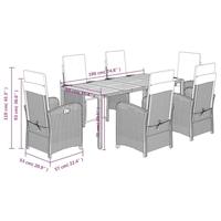 7-delige Tuinset met kussens poly rattan zwart - thumbnail