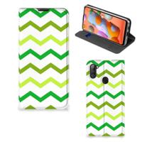 Samsung Galaxy M11 | A11 | Hoesje met Magneet | Zigzag Groen - thumbnail