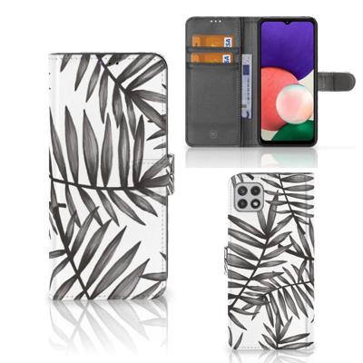 Samsung Galaxy A22 5G Hoesje Leaves Grey Samsung Galaxy A22 5G Hoesje Leaves Grey