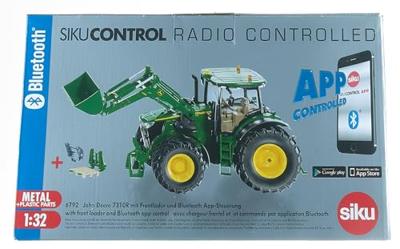 Siku Control bestuurbare tractor John Deere 7310R met voorlader en Bluetooth App besturing