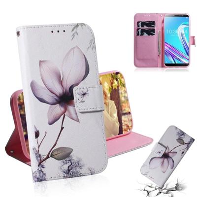 Magnolia bloem patroon gekleurde tekening horizontale Flip lederen case voor ASUS Zenfone Max Pro (M1) ZB601KL met houder & card slots & portemonnee
