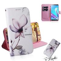 Magnolia bloem patroon gekleurde tekening horizontale Flip lederen case voor ASUS Zenfone Max Pro (M1) ZB601KL met houder & card slots & portemonnee - thumbnail