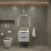 Badkamermeubelset Gliss Design Hera Mat Zwart 90cm 2 Laden Mat Wit (Keuze Wastafel) - thumbnail