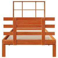 Bed met boekenkast zonder matras grenenhout wasbruin 75x190 cm - thumbnail