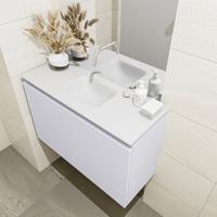 MONDIAZ OLAN 80cm toiletmeubel cale. LEX wastafel talc midden geen kraangat - thumbnail