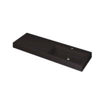 INK Momento Wastafel Quartz Wasbak Rechts met 1 Kraangat - 1400x450x90 mm - Quartz Zwart - thumbnail