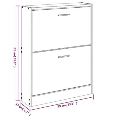 VidaXL Schoenenkast wit 59x17x81 cm bewerkt hout VidaXL Schoenenkast wit 59x17x81 cm bewerkt hout