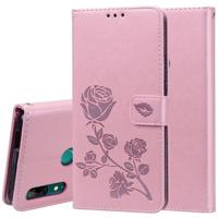 Rose reliëf horizontale Flip PU lederen draagtas voor Huawei P Smart Z met houder & kaartsleuven & portemonnee (Rose goud) - thumbnail