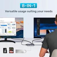 UNITEK ACTIEVE HUB USB-C 2X HDMI 4K, RJ45, PD 100W - thumbnail