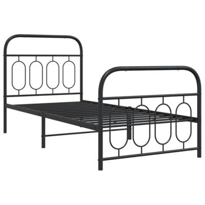 Bedframe met hoofd- en voeteneinde metaal zwart 90x200 cm