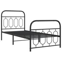 Bedframe met hoofd- en voeteneinde metaal zwart 90x200 cm - thumbnail