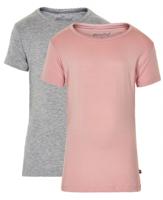 Minymo T shirt meisjes katoen grijs/zalmroze 2 stuks maat 122 - thumbnail