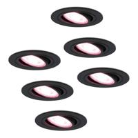 Set van 6 Miro smart inbouwspots - Wifi + Bluetooth - RGBWW - GU10 - Kantelbaar - Google Home, Amazon Alexa en Siri - IP20 voor binnen - Zwart - Plafondspots - thumbnail