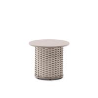 Kave Home Outdoor Bijzettafel 'Sedalis' Aluminium en touw, 50cm, kleur Taupe - thumbnail