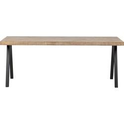 WOOOD Eettafel 'Tablo' Mangohout Visgraat, met 2-standen poot, 180 x 90cm