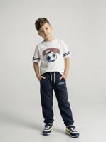 Joggingbroek van molton met verstelbare taille marineblauw - thumbnail